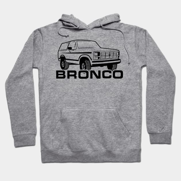 1980-1986 Ford Bronco Black Print w/tires Hoodie by The OBS Apparel